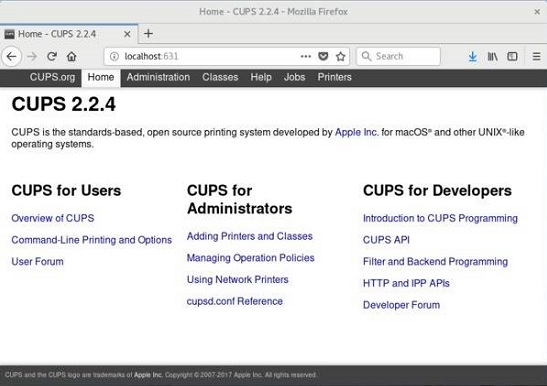 cups web interface